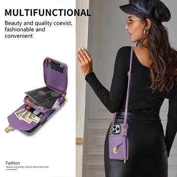 iPhone 15 Pro Max Alt-i-et cover med pung og rem - Lilla