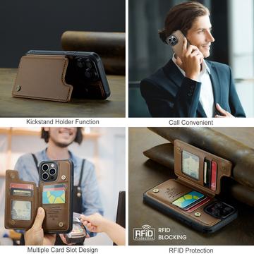 iPhone 15 Pro Max Caseme C22-etui RFID-kortpung - brun