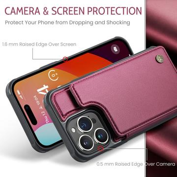 iPhone 15 Pro Max Caseme C22-etui RFID-kortpung - rød