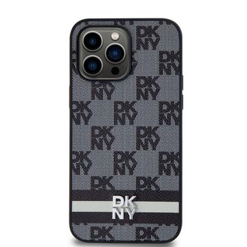 iPhone 15 Pro Max DKNY Ternet Mønster og Stribe Cover - Sort
