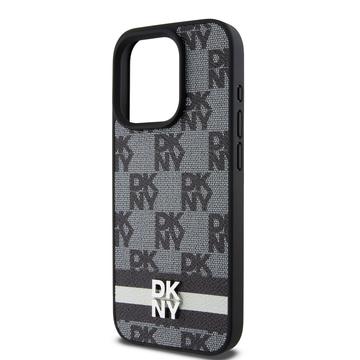 iPhone 15 Pro Max DKNY Ternet Mønster og Stribe Cover - Sort