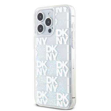 iPhone 15 Pro Max DKNY Liquid Glitter Checkered Pattern Cover - Transparent