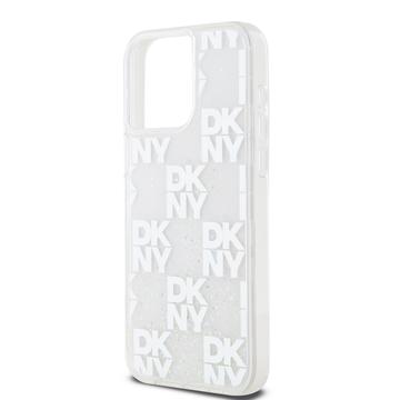 iPhone 15 Pro Max DKNY Liquid Glitter Checkered Pattern Cover - Transparent