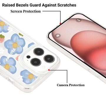 iPhone 15 Pro Max Fashion TPU Cover - blomster/jordbær