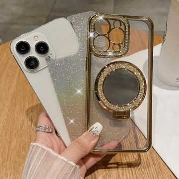 iPhone 15 Pro Max Glam Magnetisk Hybrid Cover m. Spejl - rød