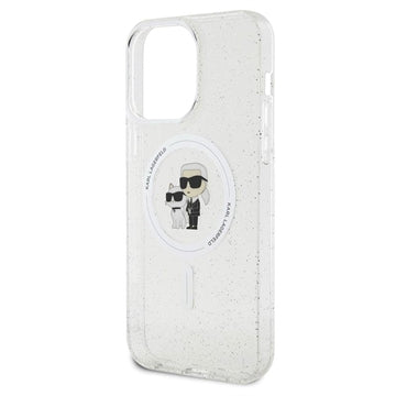 iPhone 15 Pro Max Karl Lagerfeld IML Glitter Karl & Choupette MagSafe Cover - Klar
