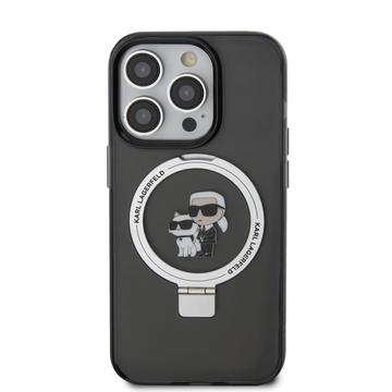 iPhone 15 Pro Max Karl Lagerfeld Ring Stand Karl & Choupette Mag Cover - Sort
