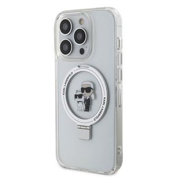 iPhone 15 Pro Max Karl Lagerfeld Ringstand Karl & Choupette Mag Case - Hvid