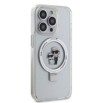 iPhone 15 Pro Max Karl Lagerfeld Ringstand Karl & Choupette Mag Case - Hvid