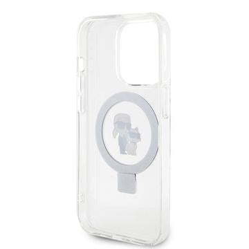 iPhone 15 Pro Max Karl Lagerfeld Ringstand Karl & Choupette Mag Case - Hvid