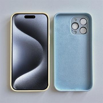 iPhone 15 Pro Max Flydende Silikoneetui med Beskyttelse af Linseglas - Babyblå