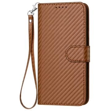 iPhone 15 Pro Max Premium Wallet-etui med rem - kulfiberstruktur - Kulstofkaffe
