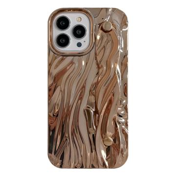 iPhone 15 Pro Max Rynket galvaniseret TPU Cover - Guld