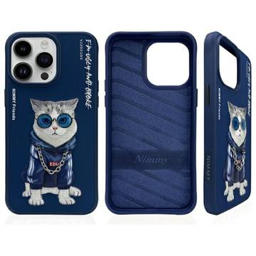 iPhone 15 Pro Nimmy Friends Glasses Cool Kat Cover - Blå