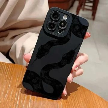 iPhone 15 Pro TPU-cover med slangemønster - sort