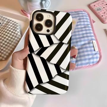 iPhone 15 Pro Striber aftageligt 2-i-1 hybrid cover - sort / hvid
