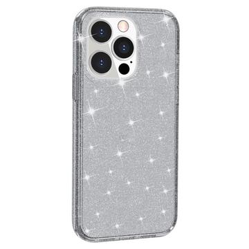 iPhone 15 Pro Stylish Glitter Series Hybrid Cover - Grå
