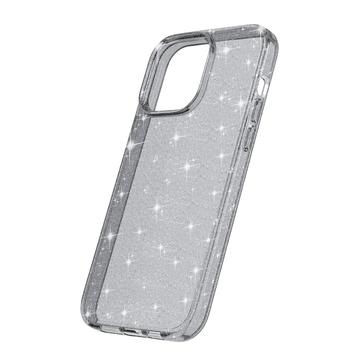 iPhone 15 Pro Stylish Glitter Series Hybrid Cover - Grå