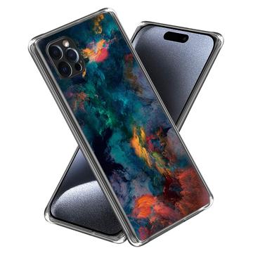 iPhone 15 Pro Stilfuld Ultra-Slim TPU Cover - Farverige Skyer