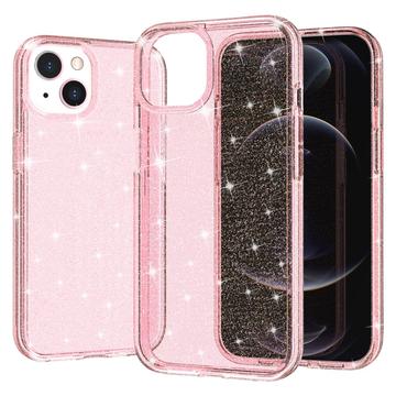 iPhone 15 Stylish Glitter Series Hybrid Cover - Pink