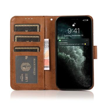 iPhone 15 Vintage 2-i-1-pungetui med aftageligt låg - brun