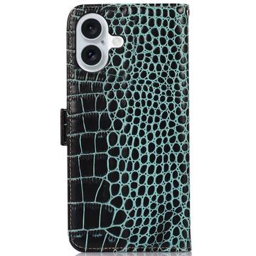 iPhone 16 Crocodile Series Læderpung med RFID - Grøn