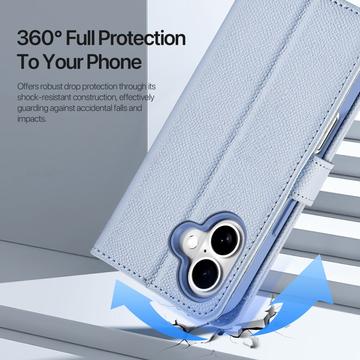 iPhone 16 Dux Ducis Lawa Wallet læderetui m. magnetisk cover - babyblå
