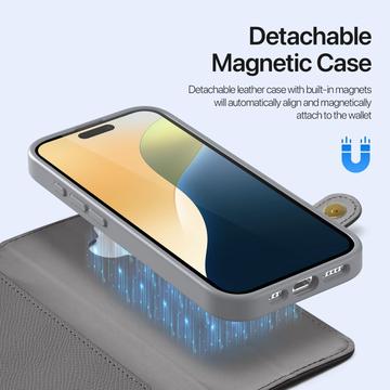 iPhone 16 Dux Ducis Lawa Pung læderetui med magnetisk låg - grå