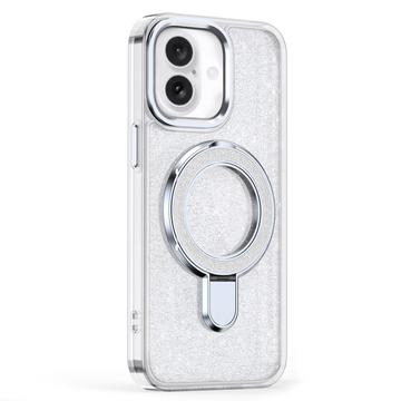 iPhone 16 Glitter Hybrid cover med kickstand - MagSafe-kompatibel - Gennemsigtig