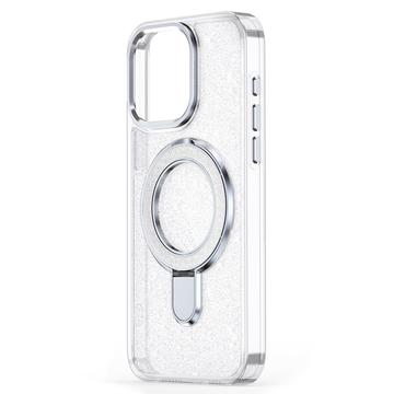 iPhone 16 Glitter Hybrid cover med kickstand - MagSafe-kompatibel - Gennemsigtig