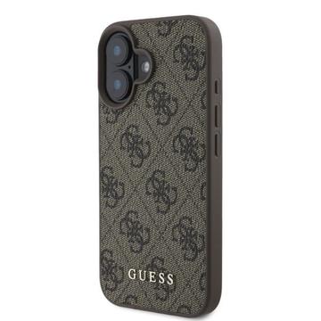 iPhone 16 Guess 4G Metal Gold Logo Hybrid Cover - Brun