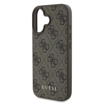 iPhone 16 Guess 4G Metal Gold Logo Hybrid Cover - Brun