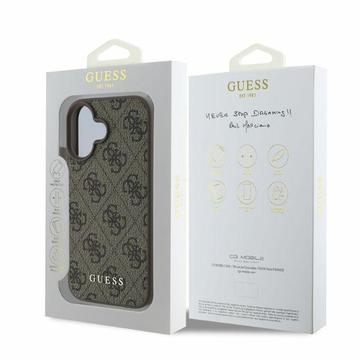 iPhone 16 Guess 4G Metal Gold Logo Hybrid Cover - Brun
