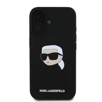 iPhone 16 Karl Lagerfeld Karl Head MagSafe cover i flydende silikone - Sort