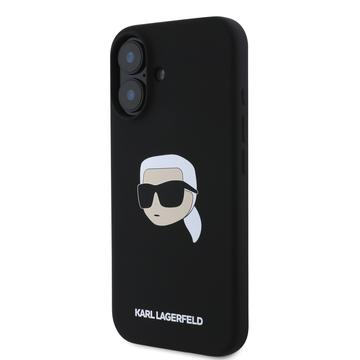 iPhone 16 Karl Lagerfeld Karl Head MagSafe cover i flydende silikone - Sort
