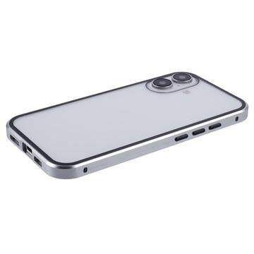 iPhone 16 Magnetisk Cover med Hærdet Glas - Privatliv - Sølv