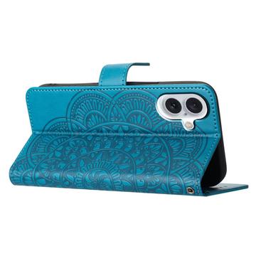 iPhone 16 Mandala Series Etui med Pung - Blå