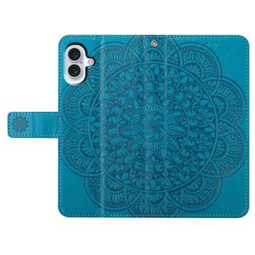 iPhone 16 Mandala Series Etui med Pung - Blå