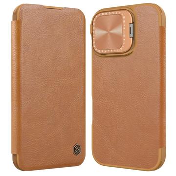 iPhone 16 Nillkin Qin Prop Flip Cover - Brun