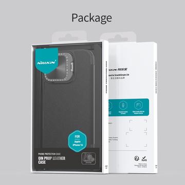 iPhone 16 Nillkin Qin Prop Flip Cover - Brun
