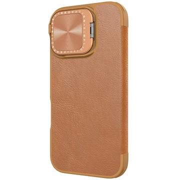 iPhone 16 Nillkin Qin Prop Flip Cover - Brun