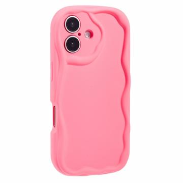 iPhone 16 Plus Candy Color Wavy TPU Cover - Hot Pink