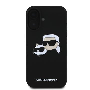 iPhone 16 Plus Karl Lagerfeld Double Heads MagSafe cover i flydende silikone - Sort