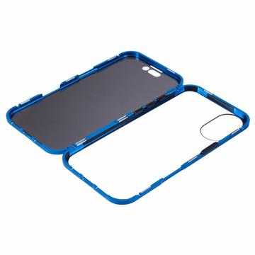 iPhone 16 Plus Magnetisk Cover med Hærdet Glas - Privatliv - Mørkeblå