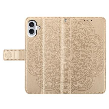 iPhone 16 Plus Mandala Series Etui med Pung - Guld