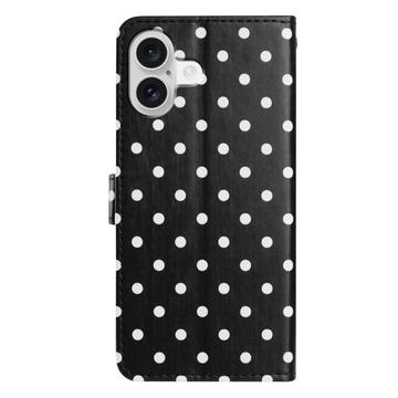 iPhone 16 Plus Pung Etui med Prikket Mønster - Sort