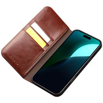 iPhone 16 Plus Qialino Classic Læderpung - Mørkebrun