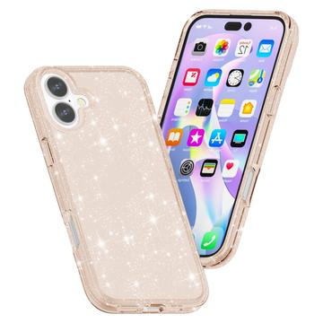 iPhone 16 Plus Stylish Glitter Series Hybrid Cover - Guld