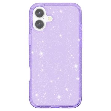 iPhone 16 Plus Stylish Glitter Series Hybrid Cover - Lilla