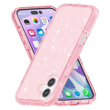 iPhone 16 Plus Stylish Glitter Series Hybrid Cover - Pink